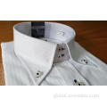 Long-sleeved Men's Shirts Button Down Collar White Jacquard Long-sleeved Men's Shirts Manufactory